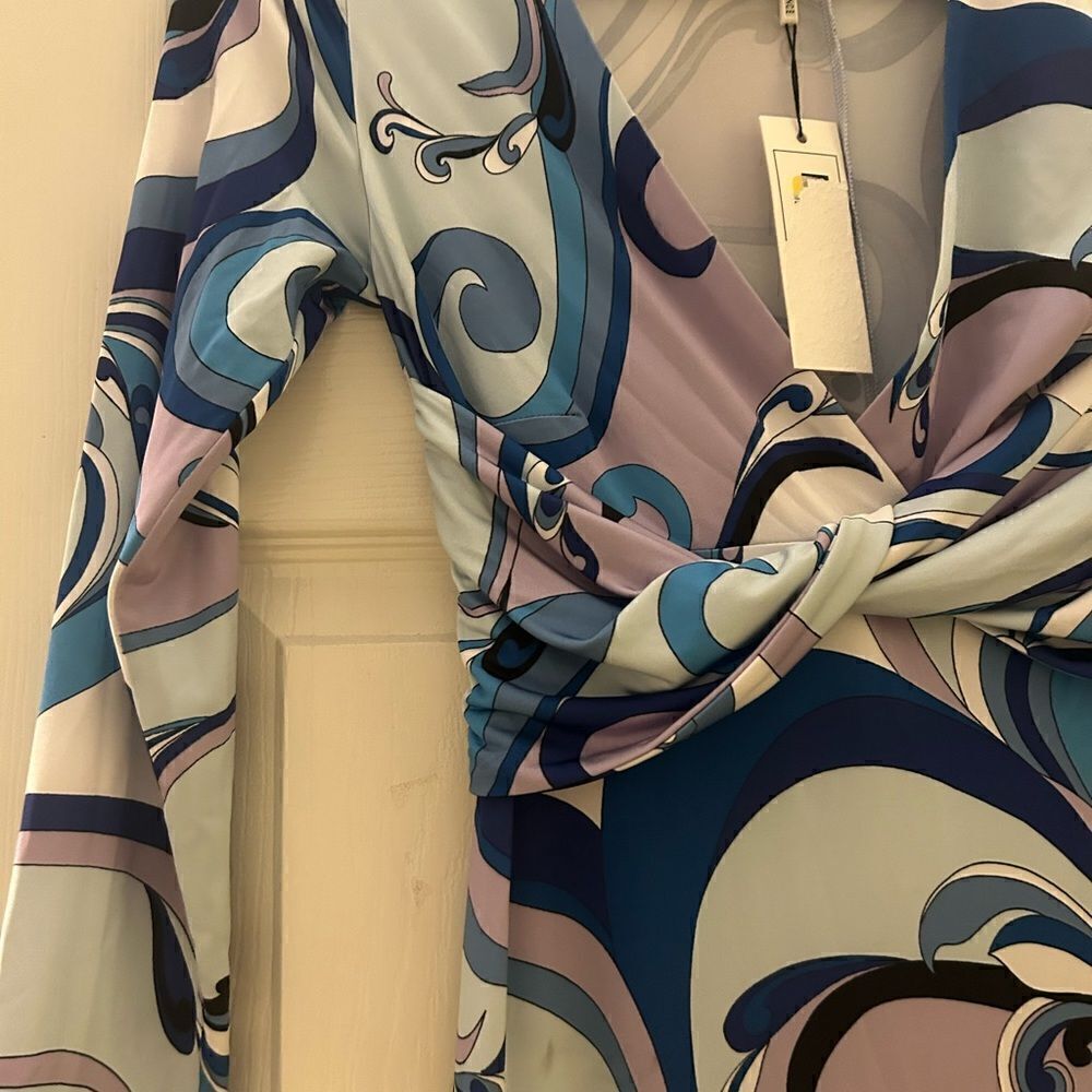 L'AGENCE Nolita Twist Front Maxi Dress Medium Provence Blue NWT XS - Picture 6 of 7
